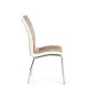Scaun living modern, cadru metalic, tapiterie piele artificiala, maro/crem, 96x42x54 cm