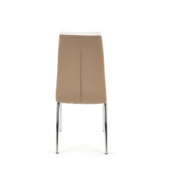 Scaun living/sufragerie Halmar K186, cadru metal,  stil modern, 42x63x100cm, piele, maro/crem