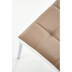 Scaun living/sufragerie Halmar K186, cadru metal,  stil modern, 42x63x100cm, piele, maro/crem