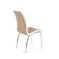 Scaun living modern, cadru metalic, tapiterie piele artificiala, maro/crem, 96x42x54 cm
