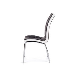 Scaun living/sufragerie Halmar K186, cadru metal,  stil modern, 42x63x100cm, piele, negru/alb