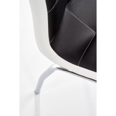Scaun living/sufragerie Halmar K186, cadru metal,  stil modern, 42x63x100cm, piele, negru/alb