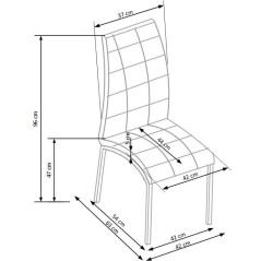Scaun living/sufragerie Halmar K186, cadru metal,  stil modern, 42x63x100cm, piele, negru/alb