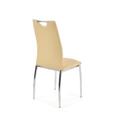 Scaun dining, cadru metal finisaj cromat, aspect modern, inaltime totala 97 cm, piele eco bej