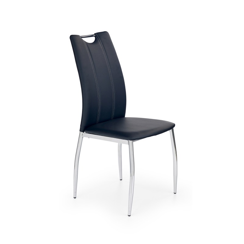 Scaun dining, cadru metal, suporturi antiderapante, stil modern, 46x56x97cm, piele eco, negru