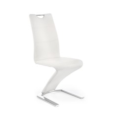 Scaun living/sufragerie Halmar K188, cadru metal, stil modern, 45x63x101cm, piele, alb