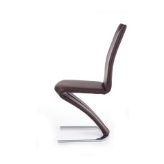 Scaun dining, design modern, baza metalica, 45x63x101cm, tapiterie piele ecologica maro