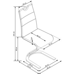 Scaun living/sufragerie Halmar K188, cadru metal, stil modern, 45x63x101cm, piele, negru