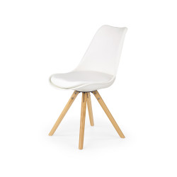 Scaun living/sufragerie Halmar K201, cadru lemn,  stil scandinav, 48x57x80cm, ABS/piele, alb