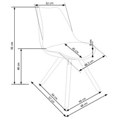 Scaun living/sufragerie Halmar K201, cadru lemn,  stil scandinav, 48x57x80cm, ABS/piele, alb