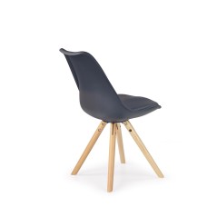 Scaun sufragerie, cadru lemn, stil scandinav, inaltime 81 cm, ABS si piele ecologica, negru