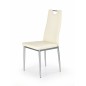 Scaun metalic dining, stil modern, tapitat cu piele artificiala, crem