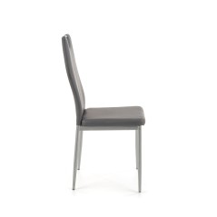 Scaun dining, cadru metal, design modern, tapiterie piele artificiala gri, latime 44 cm
