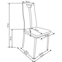 Scaun living/sufragerie Halmar K202, cadru metal,  stil modern, 44x59x97x48cm, ABS/piele, gri