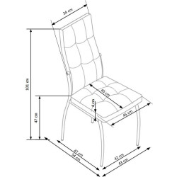 Scaun living/sufragerie Halmar K209, cadru metal,  stil modern, 43x54x101x47cm, piele, negru