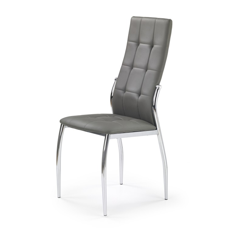 Scaun modern dining, cadru metal, 43x54x101x47 cm, matlasat cu piele ecologica, gri