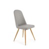 Scaun living/sufragerie Halmar K214, cadru lemn,  stil scandinav, 45x53x90x47cm, piele, gri