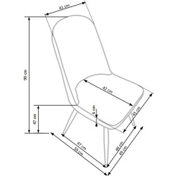 Scaun living/sufragerie Halmar K214, cadru lemn,  stil scandinav, 45x53x90x47cm, piele, gri