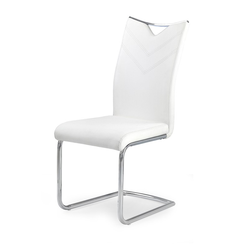 Scaun dining, bucatarie, cadru metal, stil modern, piele ecologica, alb, 44x59x100x47 cm