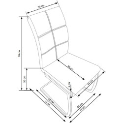 Scaun living/sufragerie Halmar K228, cadru metal,  stil modern, 42x62x106x50cm, piele, gri