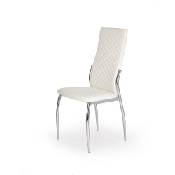 Scaun living/sufragerie Halmar K238, cadru metal, spatar matlasat, stil modern, 42x42x100x47cm, piele, alb