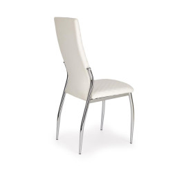Scaun living/sufragerie Halmar K238, cadru metal, spatar matlasat, stil modern, 42x42x100x47cm, piele, alb
