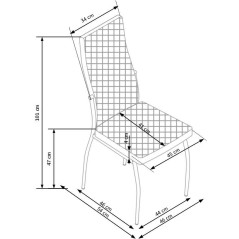 Scaun living/sufragerie Halmar K238, cadru metal, spatar matlasat, stil modern, 42x42x100x47cm, piele, alb