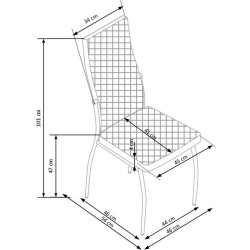 Scaun living/sufragerie Halmar K238, cadru metal, spatar matlasat, stil modern, 42x42x100x47cm, piele, alb
