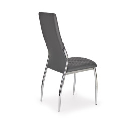 Scaun living/sufragerie Halmar K238, cadru metal, spatar matlasat, stil modern, 42x42x100x47cm, piele, gri