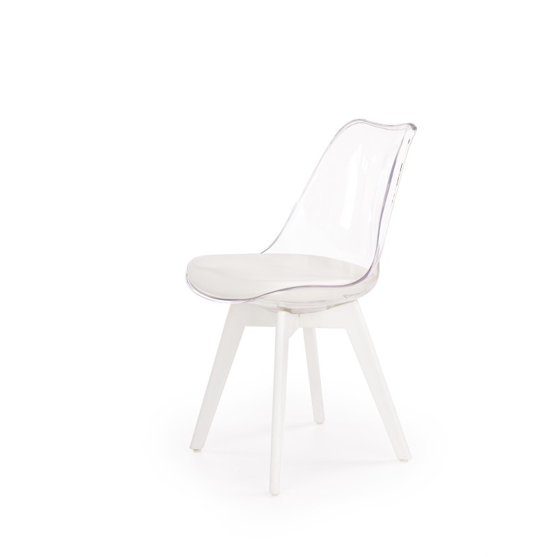 Scaun bucatarie, stil scandinav, cadru polipropilena si lemn, sezut piele eco, inaltime 83 cm, alb