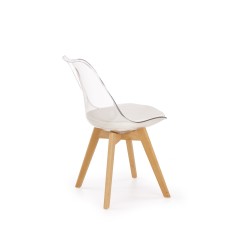 Scaun living/sufragerie Halmar K246, cadru lemn, sezut piele, stil scandinav, 48x53x83x50cm, plicarbonat/piele, alb