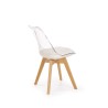 Scaun living/sufragerie Halmar K246, cadru lemn, sezut piele, stil scandinav, 48x53x83x50cm, plicarbonat/piele, alb