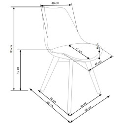 Scaun living/sufragerie Halmar K246, cadru lemn, sezut piele, stil scandinav, 48x53x83x50cm, plicarbonat/piele, alb