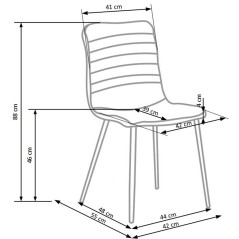 Scaun living/sufragerie Halmar K251, cadru metal,  stil modern, 42x39x88x46cm, textil, gri