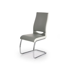 Scaun living/sufragerie Halmar K259, cadru metal,  stil modern, 44x59x97x47cm, piele, gri/alb