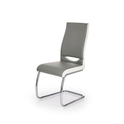 Scaun living/sufragerie Halmar K259, cadru metal,  stil modern, 44x59x97x47cm, piele, gri/alb