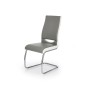Scaun metalic pentru dining, stil modern, 44x59x97x47 cm, tapiterie piele ecologica, gri/alb