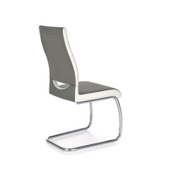 Scaun living/sufragerie Halmar K259, cadru metal,  stil modern, 44x59x97x47cm, piele, gri/alb