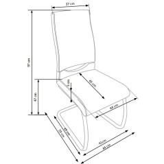 Scaun living/sufragerie Halmar K259, cadru metal,  stil modern, 44x59x97x47cm, piele, gri/alb