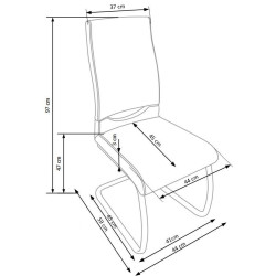 Scaun living/sufragerie Halmar K259, cadru metal,  stil modern, 44x59x97x47cm, piele, gri/alb