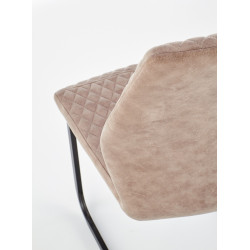 Scaun living/sufragerie Halmar K272, cadru metal, spatar matlasat, stil modern, 45x57x94x47cm, piele, bej