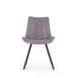 Scaun elegant tapitat, cadru metalic, pentru living sau dining, piele ecologica gri
