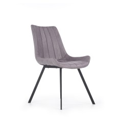 Scaun living/sufragerie Halmar K279, cadru metal,  stil scandinav, 54x43x85x47cm, piele, gri