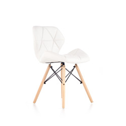 Scaun living/sufragerie Halmar K281, cadru lemn, spatar matlasat, stil scandinav, 48x51x74x46cm, piele, alb
