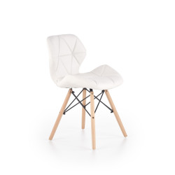 Scaun living/sufragerie Halmar K281, cadru lemn, spatar matlasat, stil scandinav, 48x51x74x46cm, piele, alb