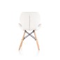 Scaun tapitat cu piele ecologica alba, stil scandinav, picioare lemn, latime 48 cm Scaun tapitat cu piele ecologica alba, stil scandinav, picioare lemn, latime 48 cm