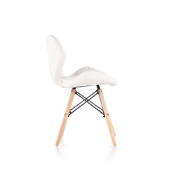 Scaun living/sufragerie Halmar K281, cadru lemn, spatar matlasat, stil scandinav, 48x51x74x46cm, piele, alb