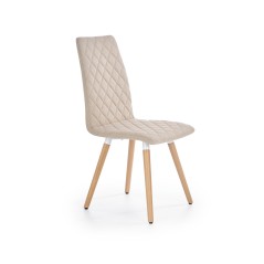 Scaun living/sufragerie Halmar K282, cadru lemn/metal, spatar matlasat, stil scandinav, 56x44x93x48cm, textil, bej