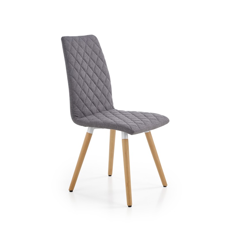 Scaun modern tapitat, cadru lemn/metal, stil scandinav, material textil, gri