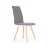 Scaun living/sufragerie Halmar K282, cadru lemn/metal, spatar matlasat, stil scandinav, 56x44x93x48cm, textil, gri